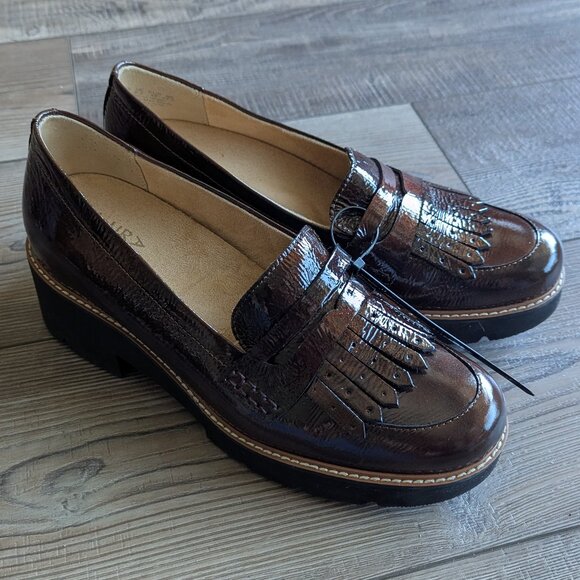 NEW Naturalizer Darcy Lightweight Lug Sole Patent Leather Loafers Cinnamon Brn 8 - Picture 10 of 12